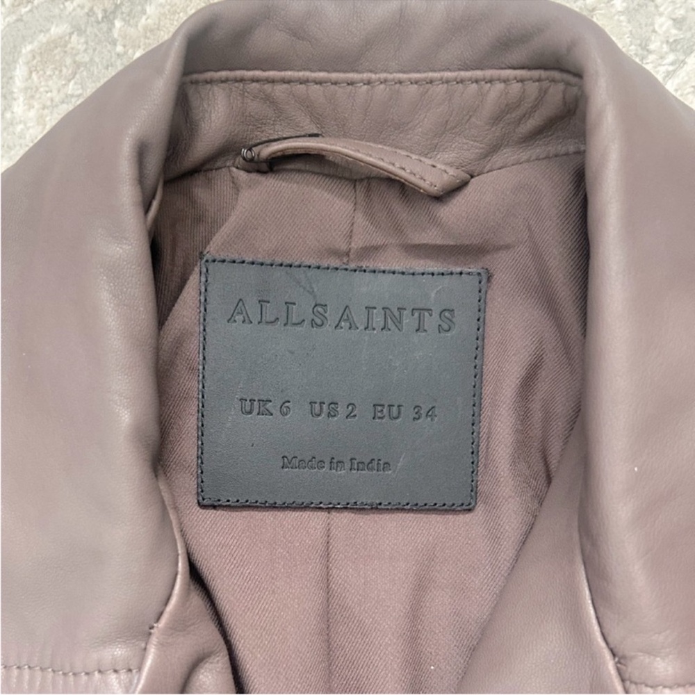 All Saints AllSaints Balfern Leather Moto Jacket Petrol - Picture 6 of 9
